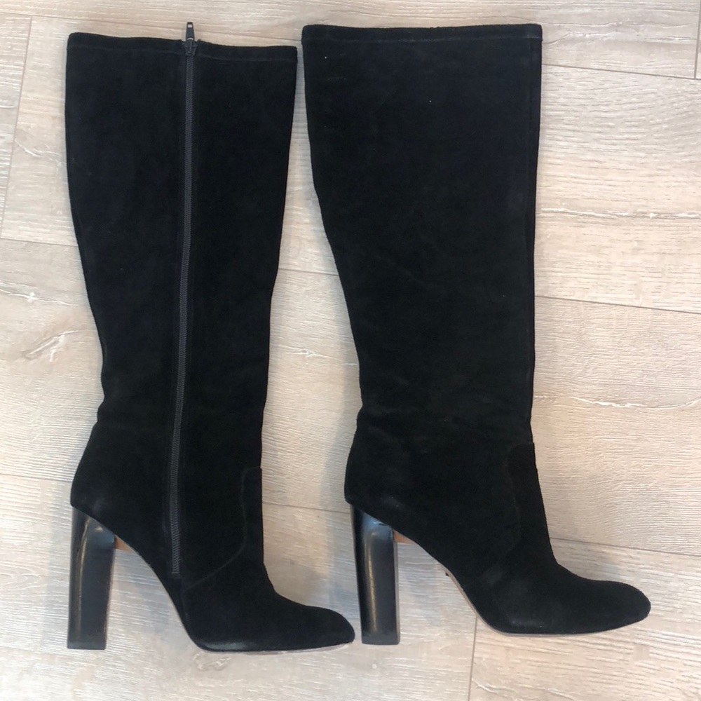 Delman black suede boots